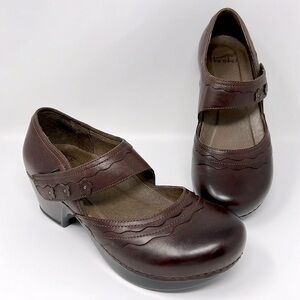 Dansko Leather Harlow Mary Jane Clogs Sz. 38